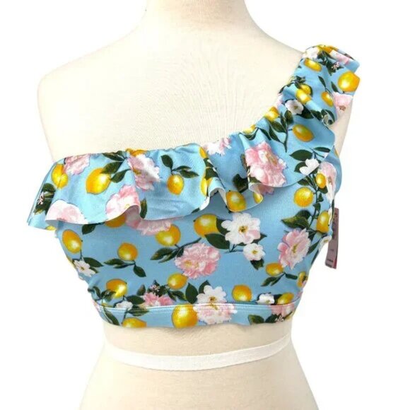 Victoria's Secret Lemon Ruffle One Shoulder Bikini Top NWT Sz Medium - Picture 1 of 9
